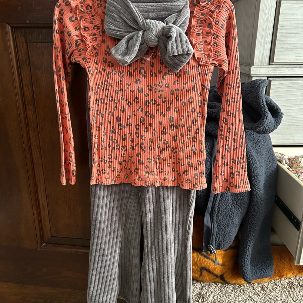 Floral Orange and Gray Kids Pajamas
